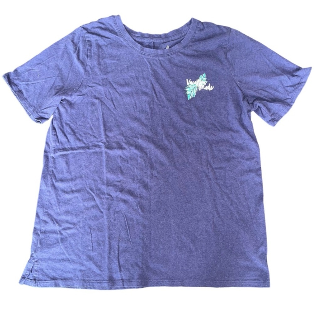 Cuddl Duds Vacation Mode Navy Blue Short Sleeve T Shirt L